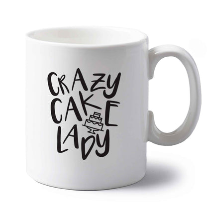 Crazy cake lady left handed white ceramic mug 