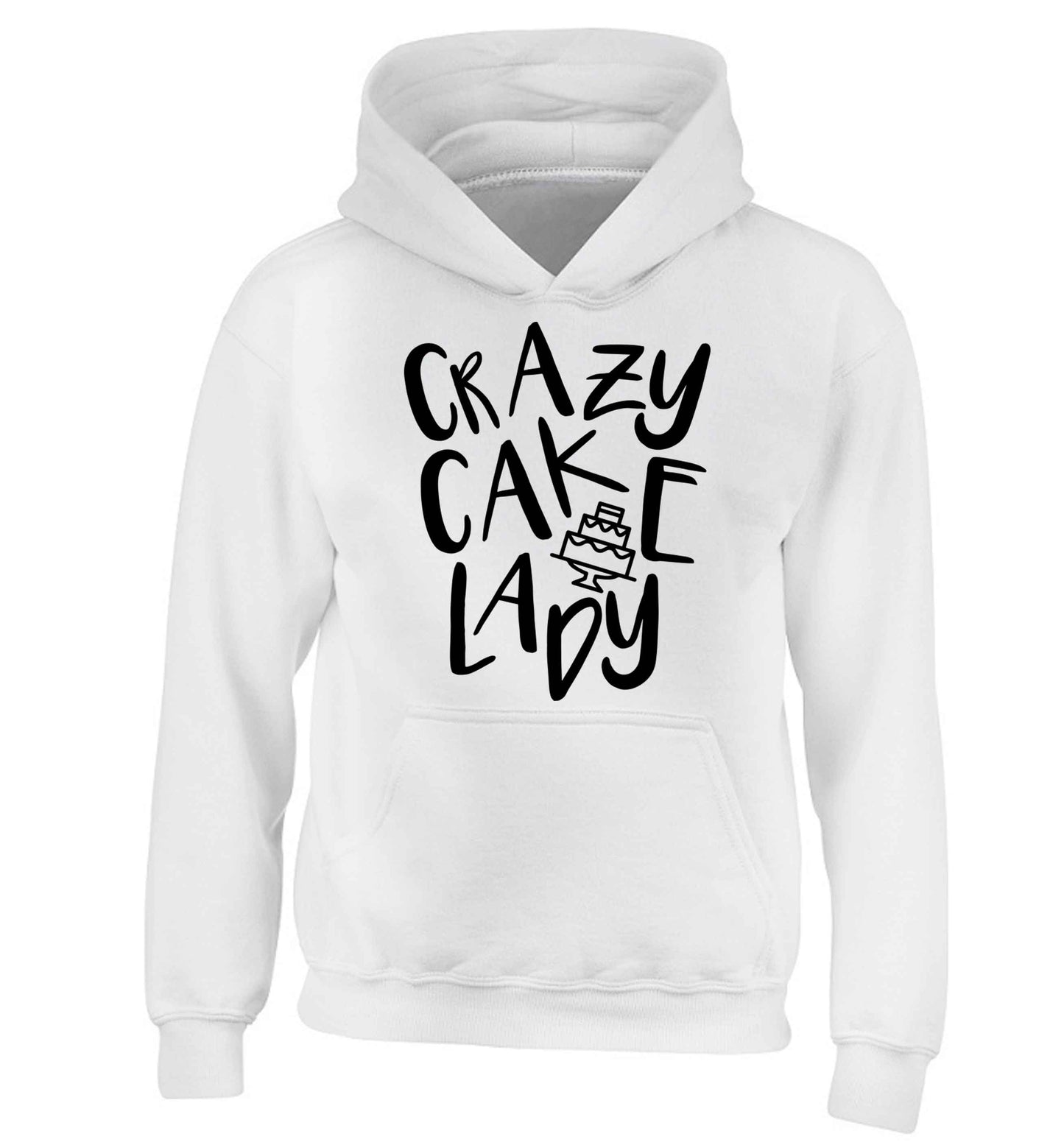 Crazy cake lady children's white hoodie 12-13 Years