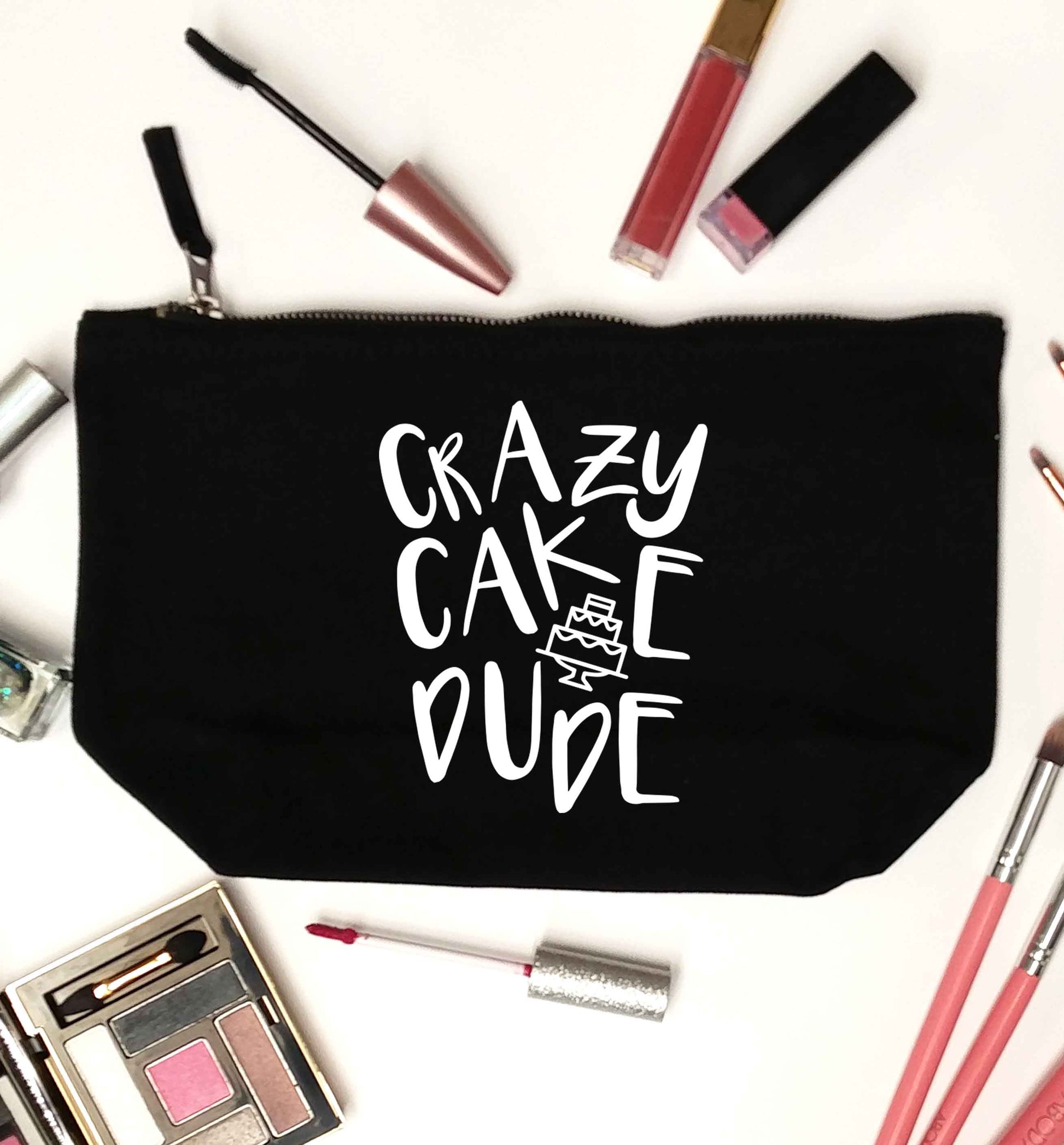 Crazy cake dude black makeup bag