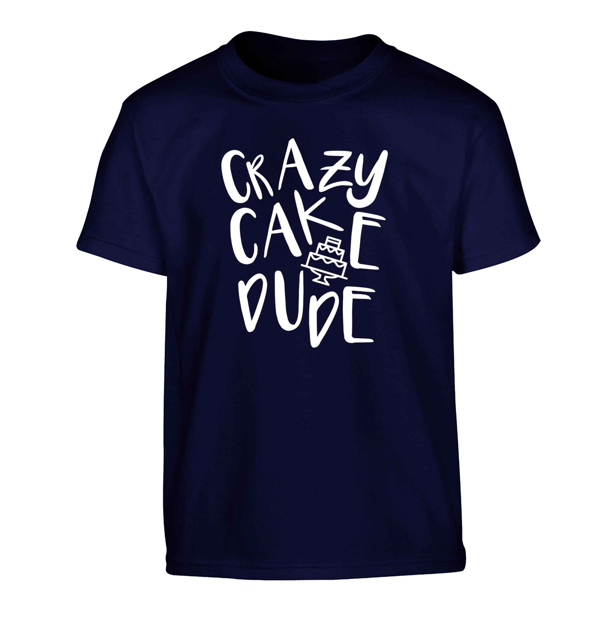 Crazy cake dude Children's navy Tshirt 12-13 Years