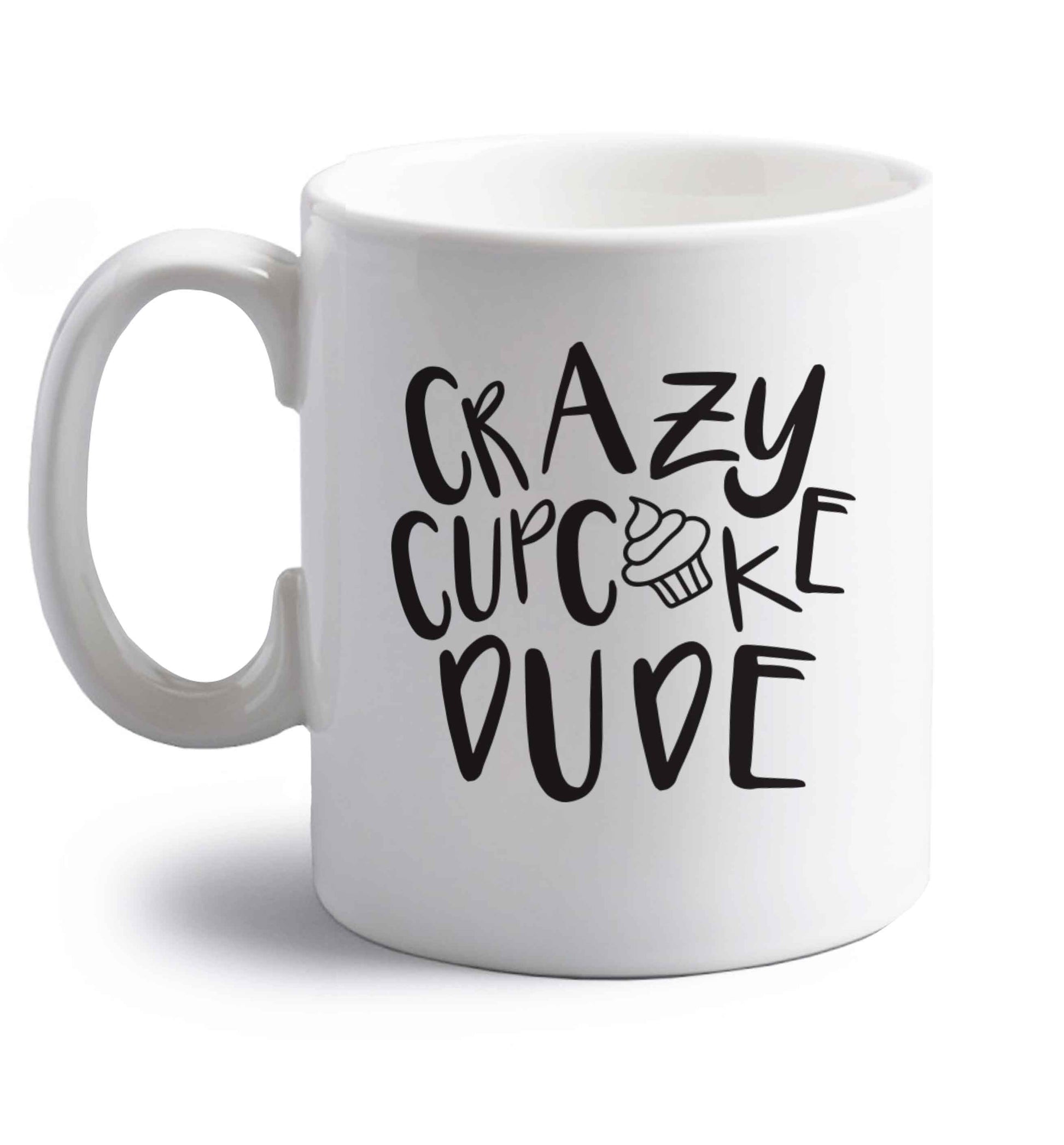 Crazy cupcake dude right handed white ceramic mug 