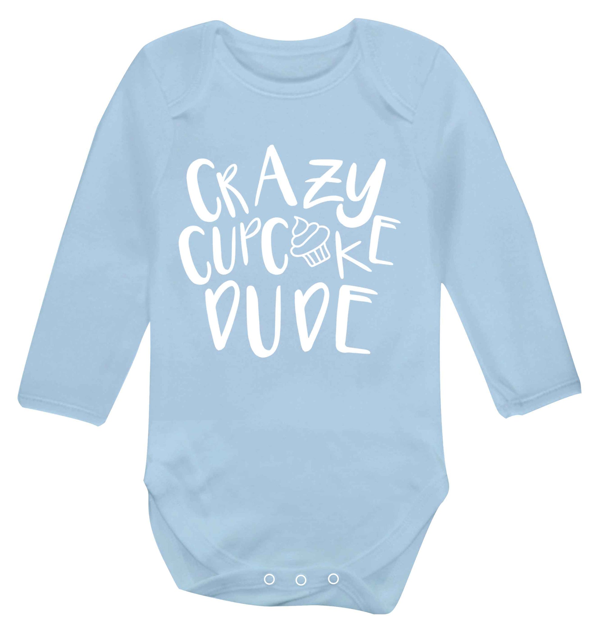 Crazy cupcake dude Baby Vest long sleeved pale blue 6-12 months