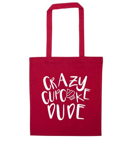 Crazy cupcake dude red tote bag