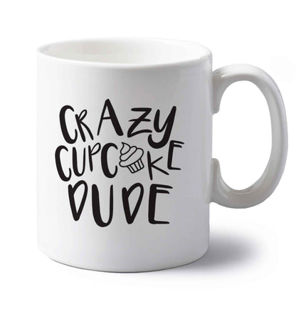 Crazy cupcake dude left handed white ceramic mug 