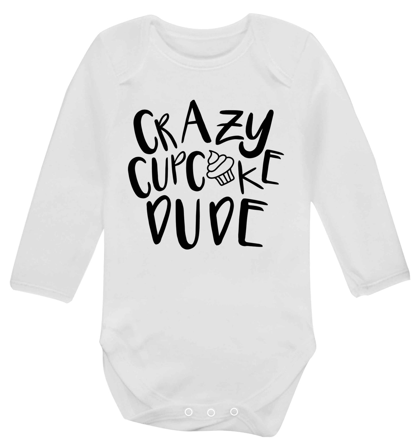 Crazy cupcake dude Baby Vest long sleeved white 6-12 months