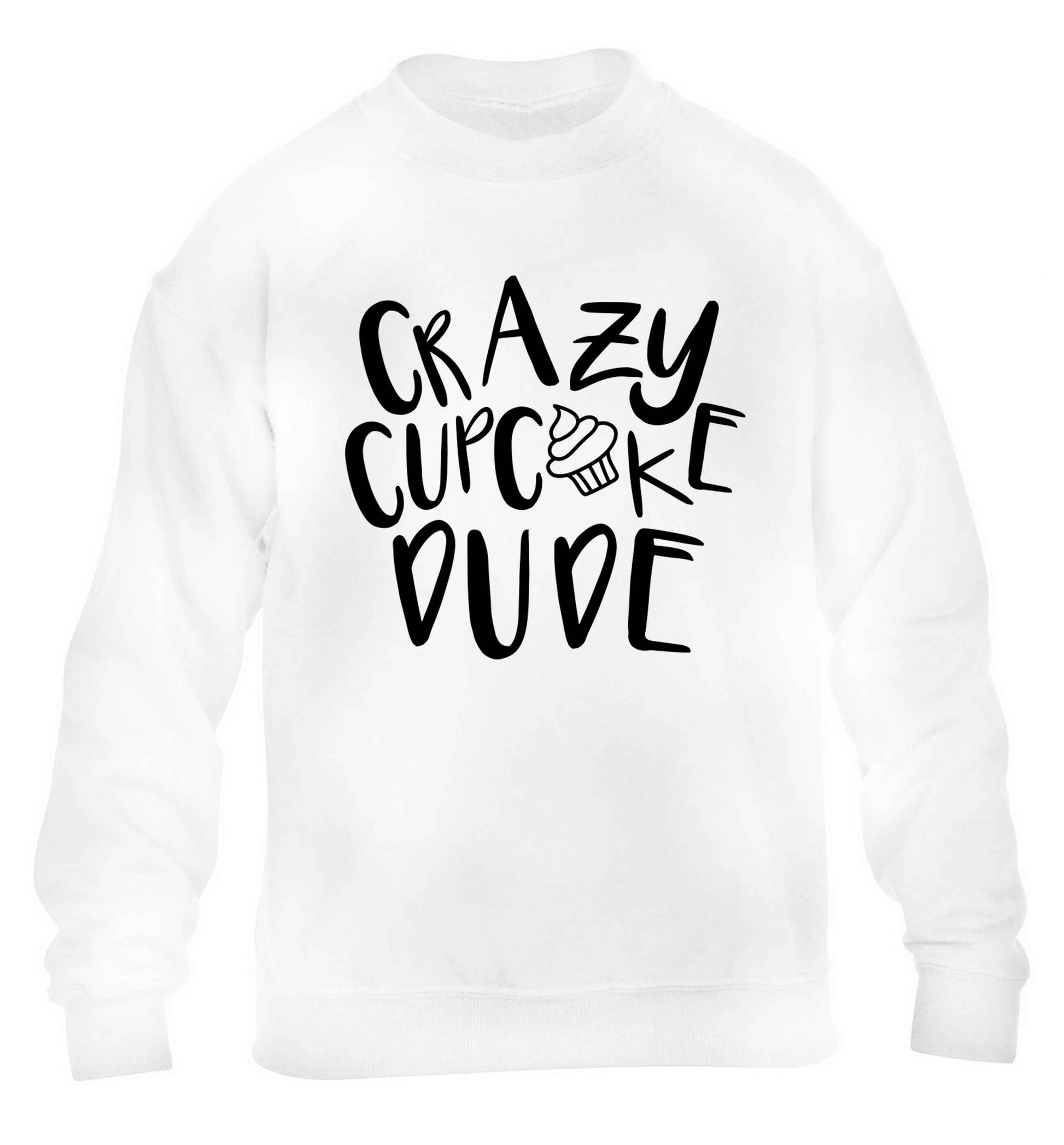 Crazy cupcake dude children's white sweater 12-13 Years