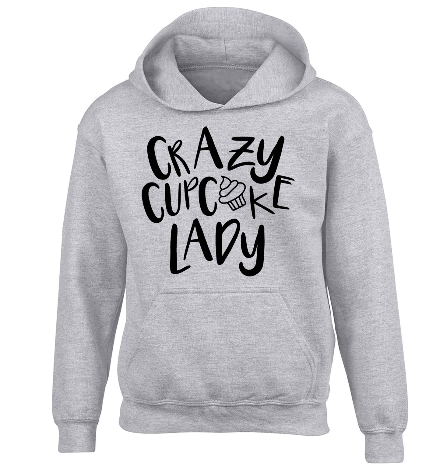 Crazy cupcake lady children's grey hoodie 12-13 Years