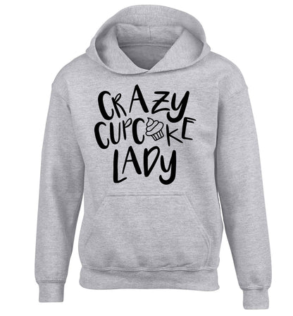 Crazy cupcake lady children's grey hoodie 12-13 Years