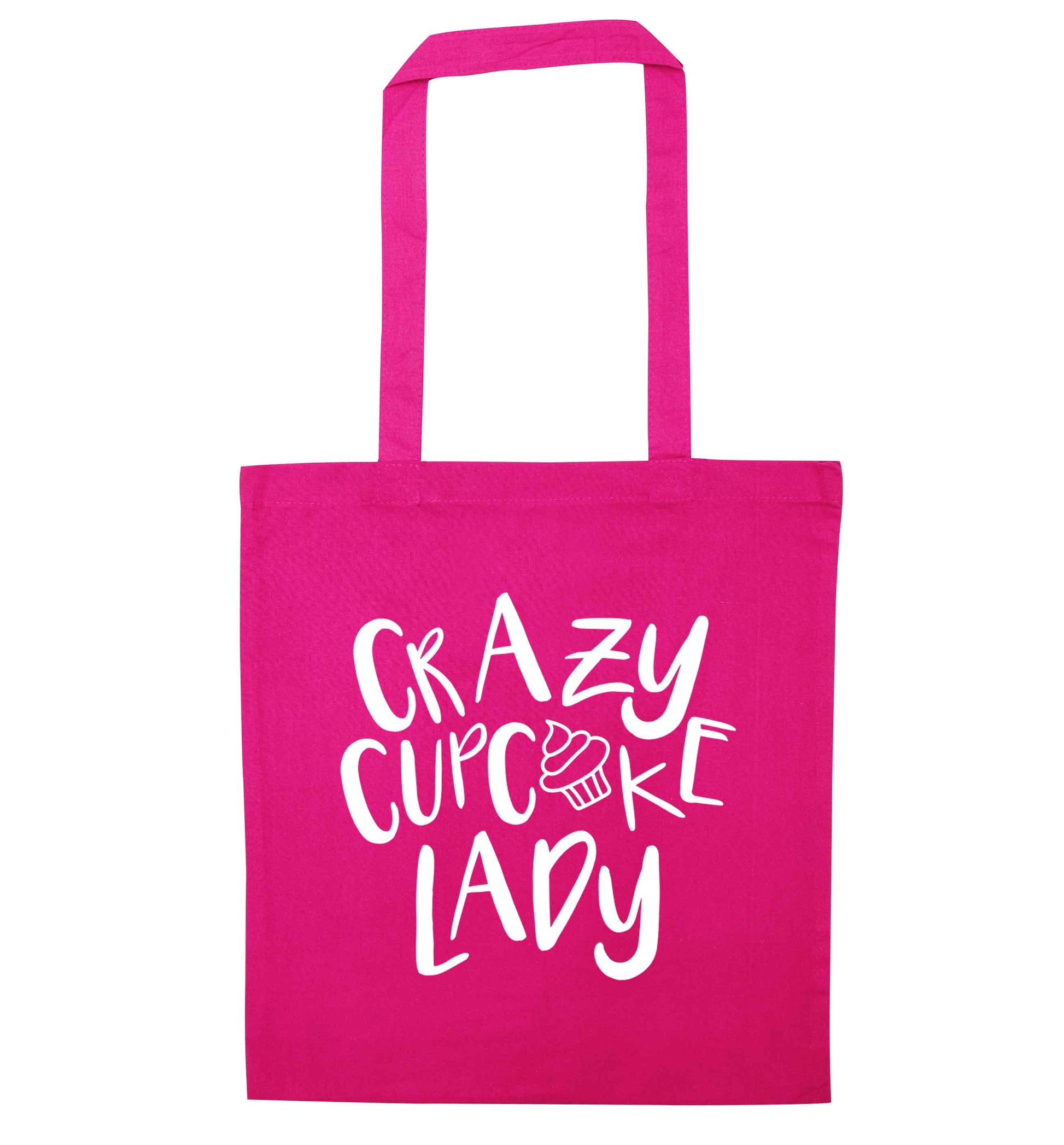 Crazy cupcake lady pink tote bag