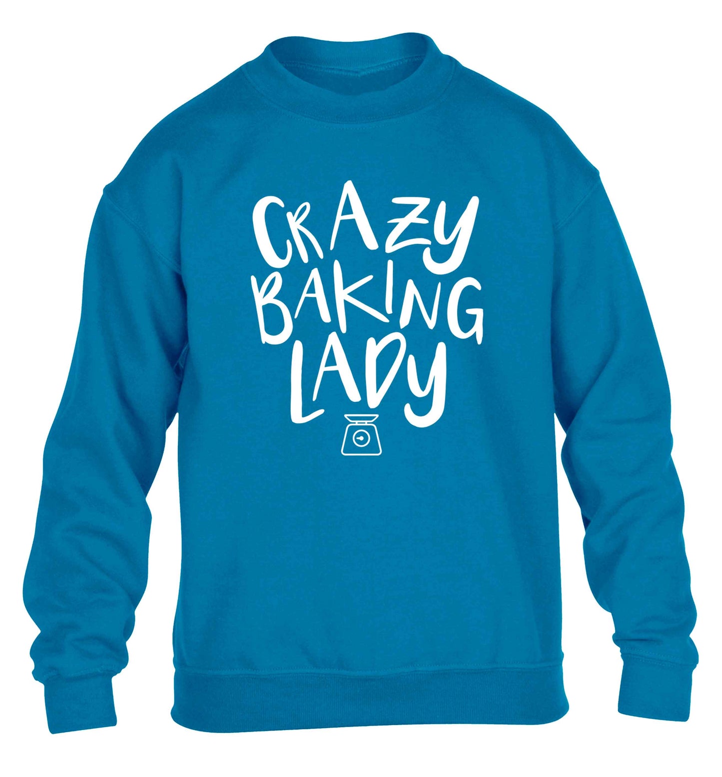 Crazy baking lady children's blue sweater 12-13 Years
