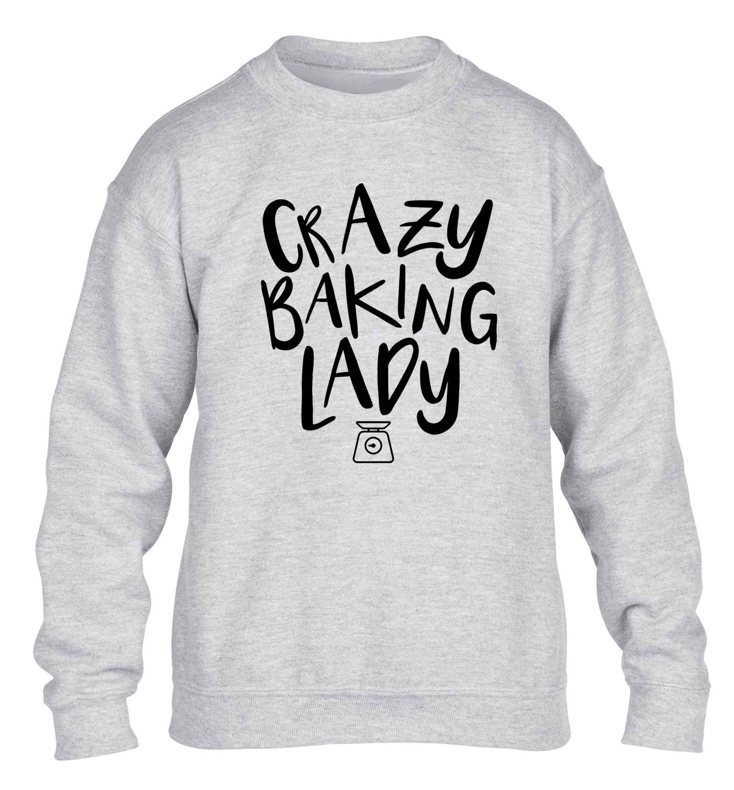 Crazy baking lady children's grey sweater 12-13 Years