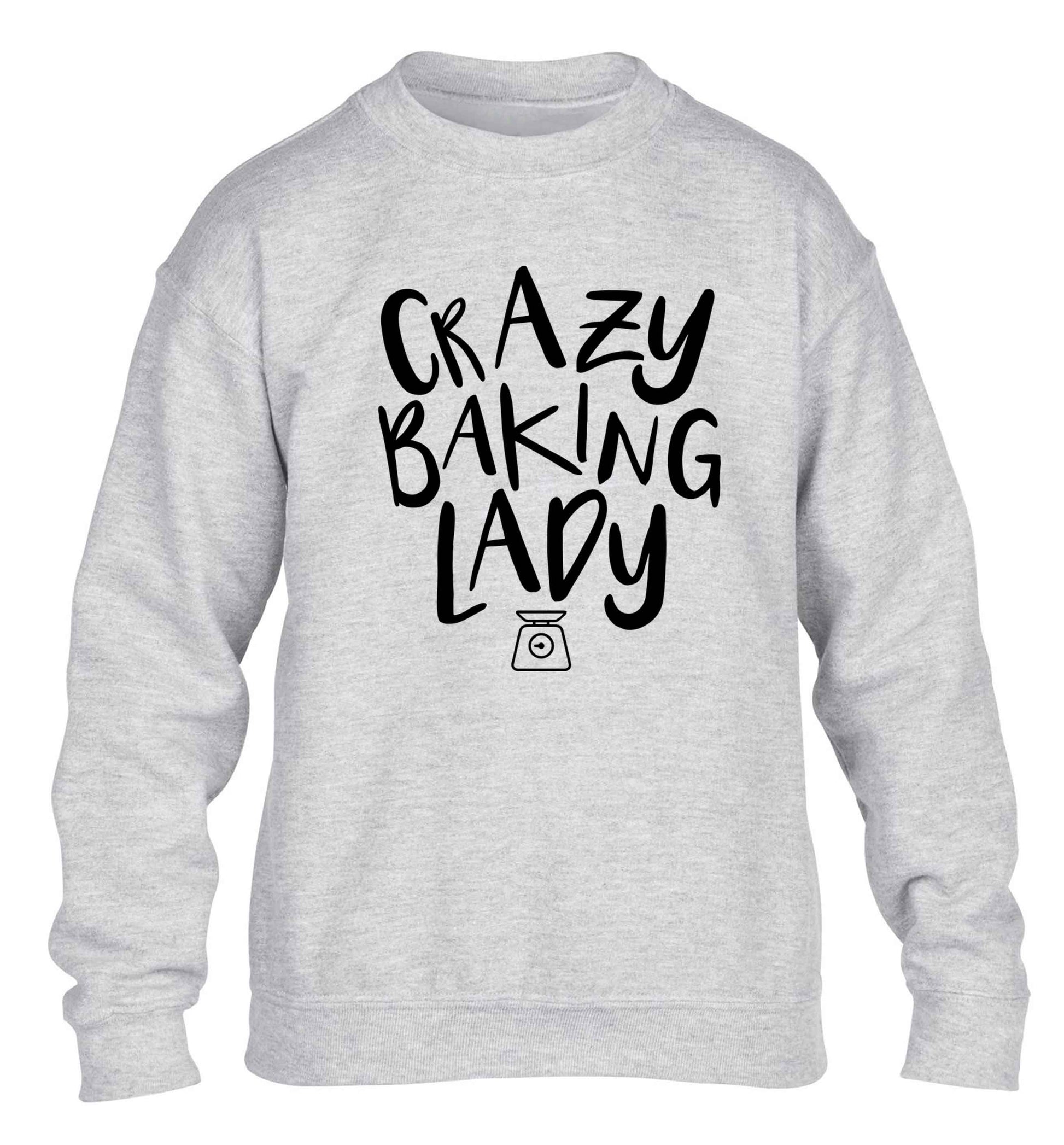 Crazy baking lady children's grey sweater 12-13 Years