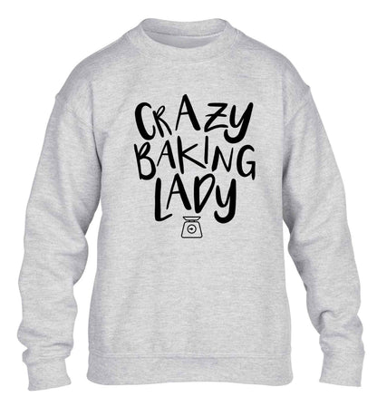Crazy baking lady children's grey sweater 12-13 Years
