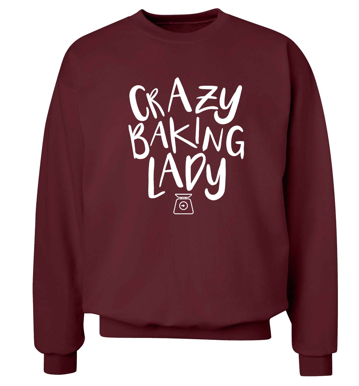 Crazy baking lady Adult's unisex maroon Sweater 2XL