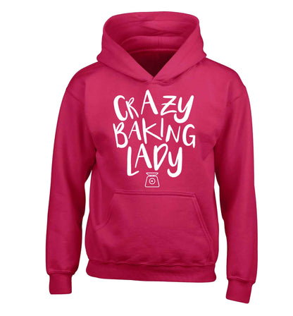 Crazy baking lady children's pink hoodie 12-13 Years