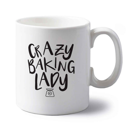 Crazy baking lady left handed white ceramic mug 