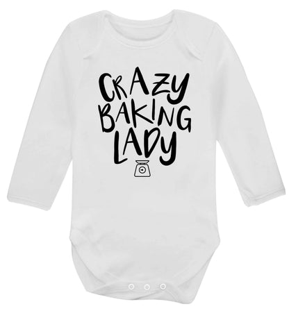 Crazy baking lady Baby Vest long sleeved white 6-12 months