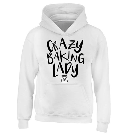 Crazy baking lady children's white hoodie 12-13 Years