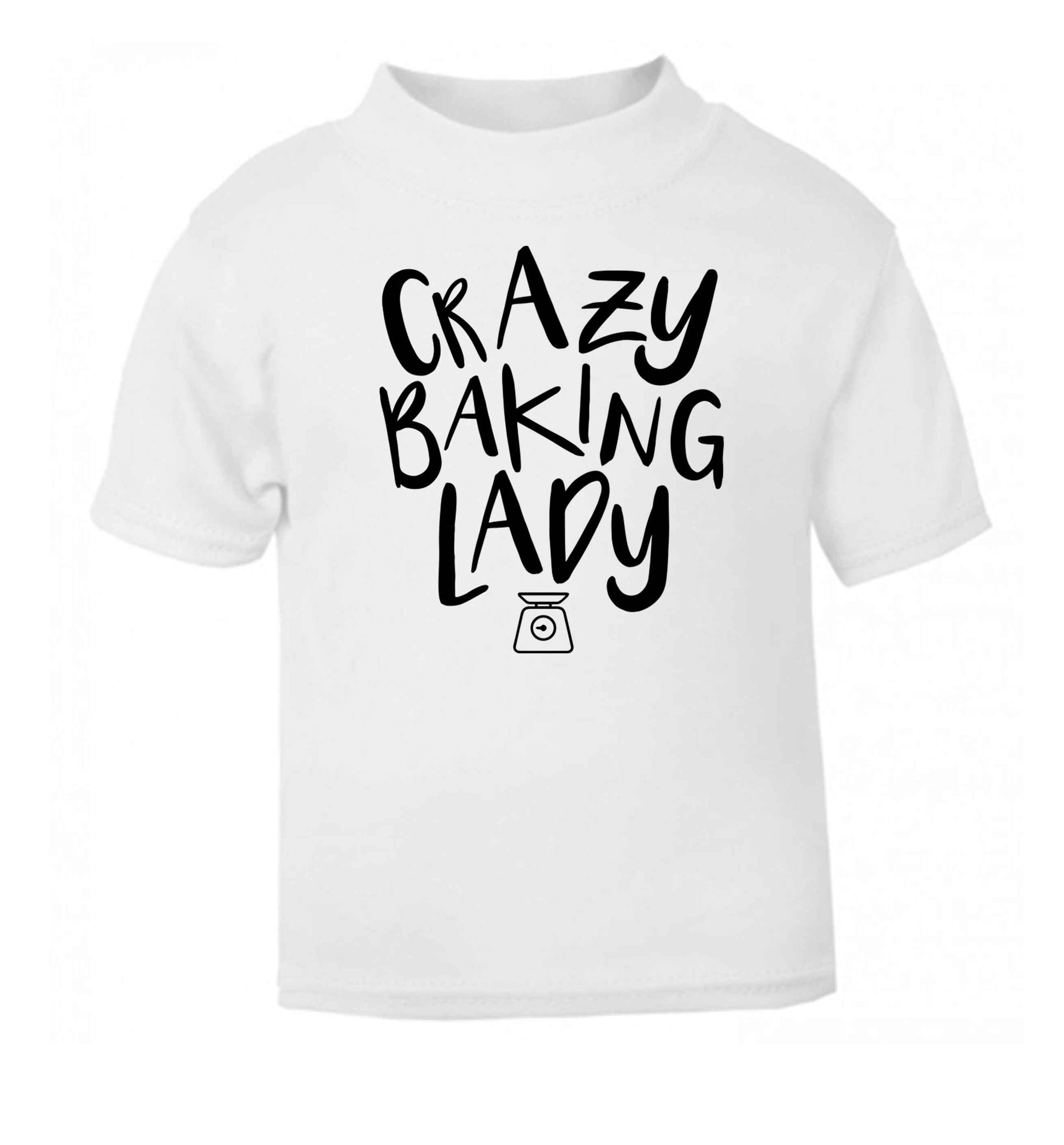 Crazy baking lady white Baby Toddler Tshirt 2 Years