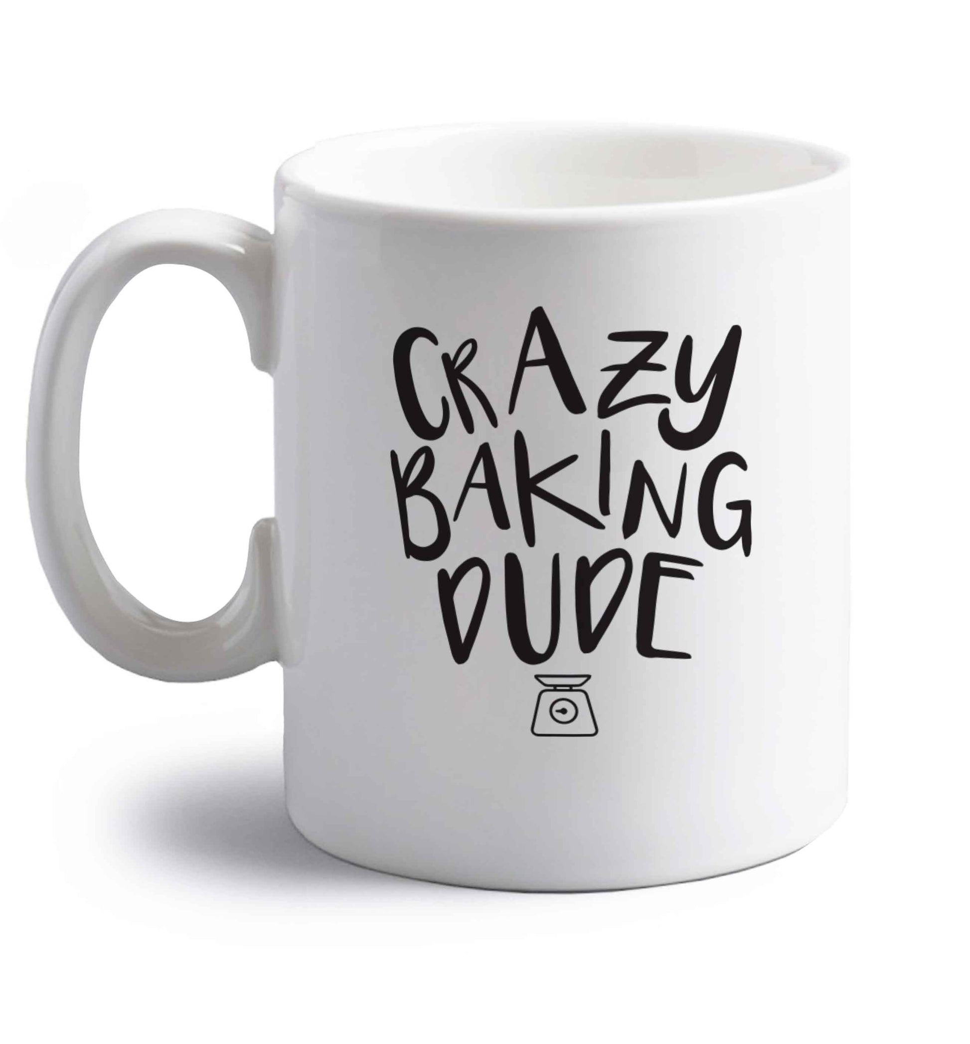 Crazy baking dude right handed white ceramic mug 