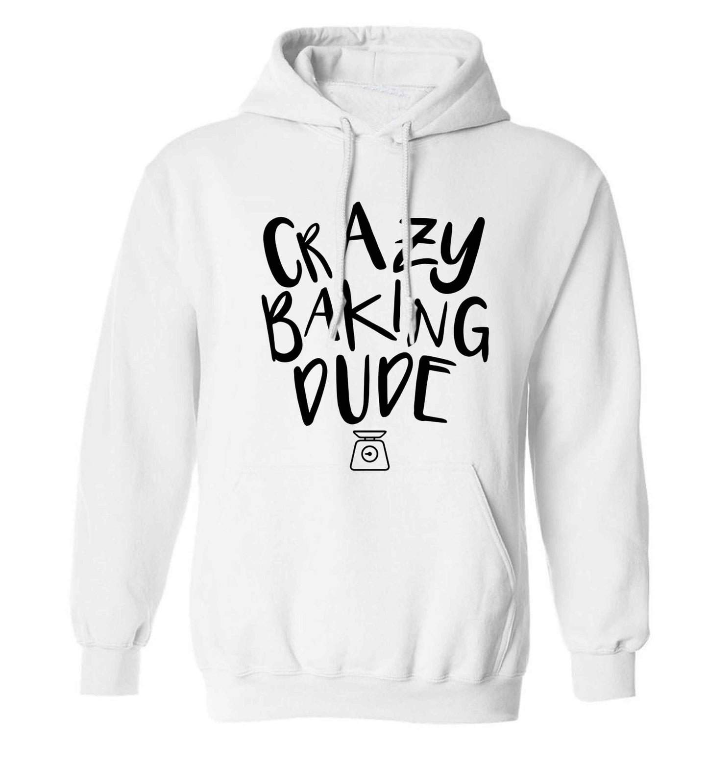 Crazy baking dude adults unisex white hoodie 2XL