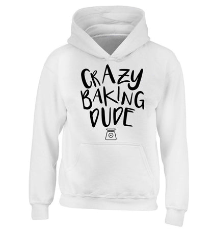 Crazy baking dude children's white hoodie 12-13 Years