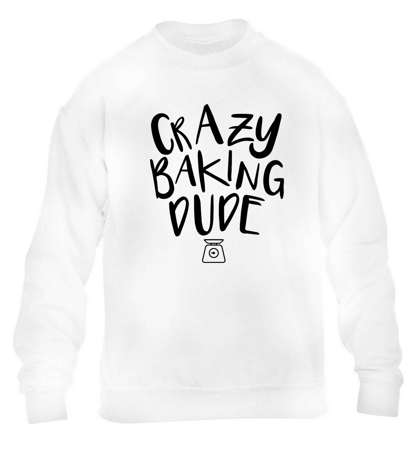 Crazy baking dude children's white sweater 12-13 Years