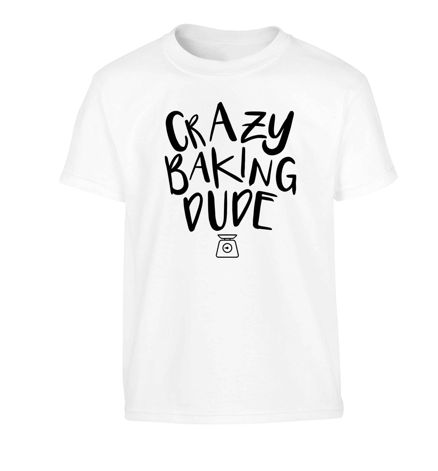 Crazy baking dude Children's white Tshirt 12-13 Years