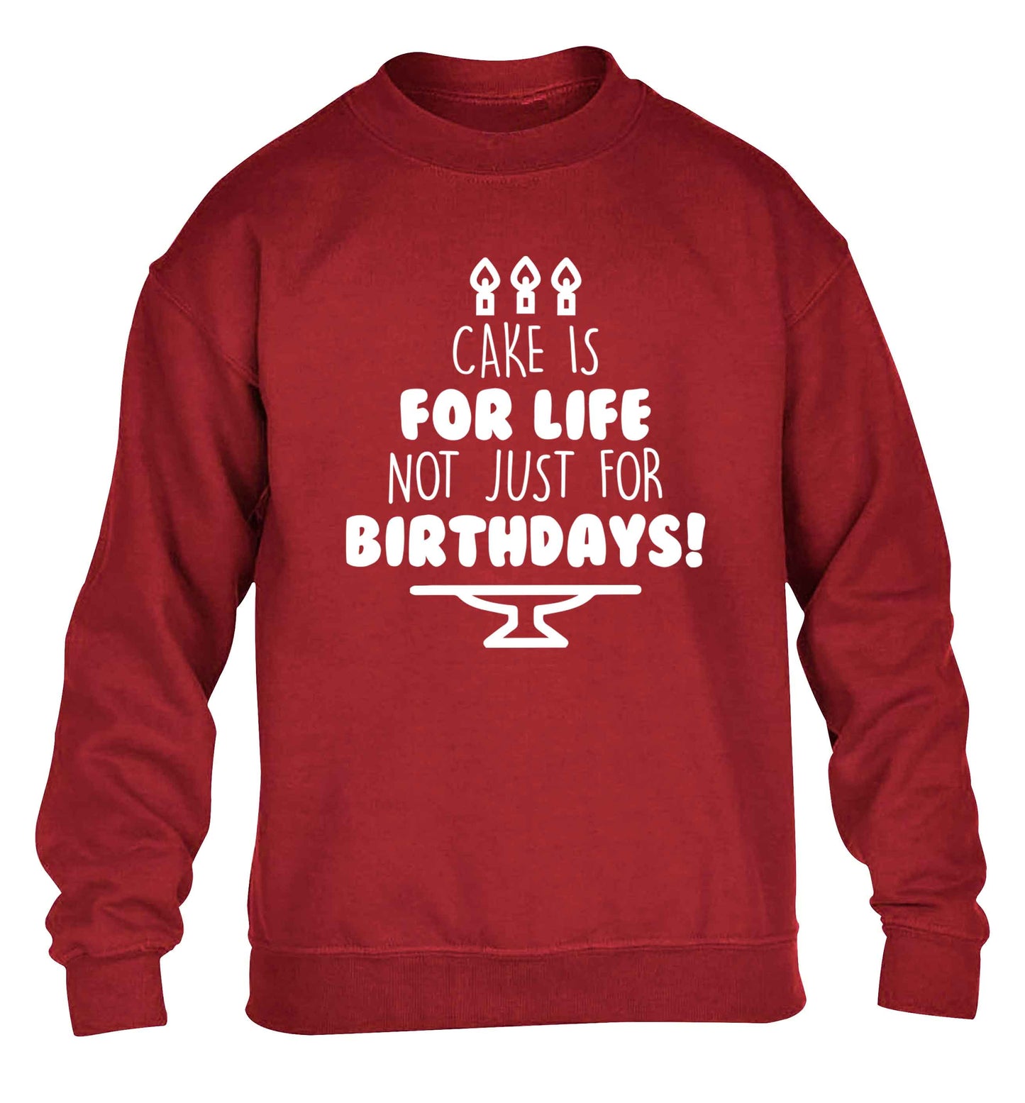 Cake is for life not just for birthdays children's grey sweater 12-13 Years