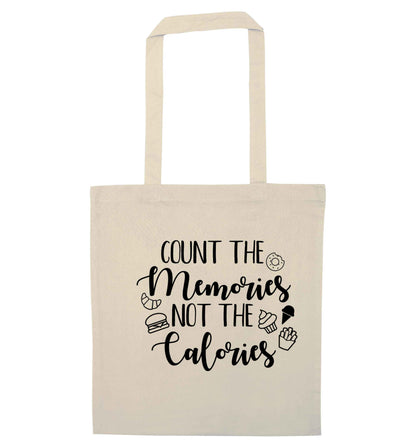 Count the memories not the calories natural tote bag