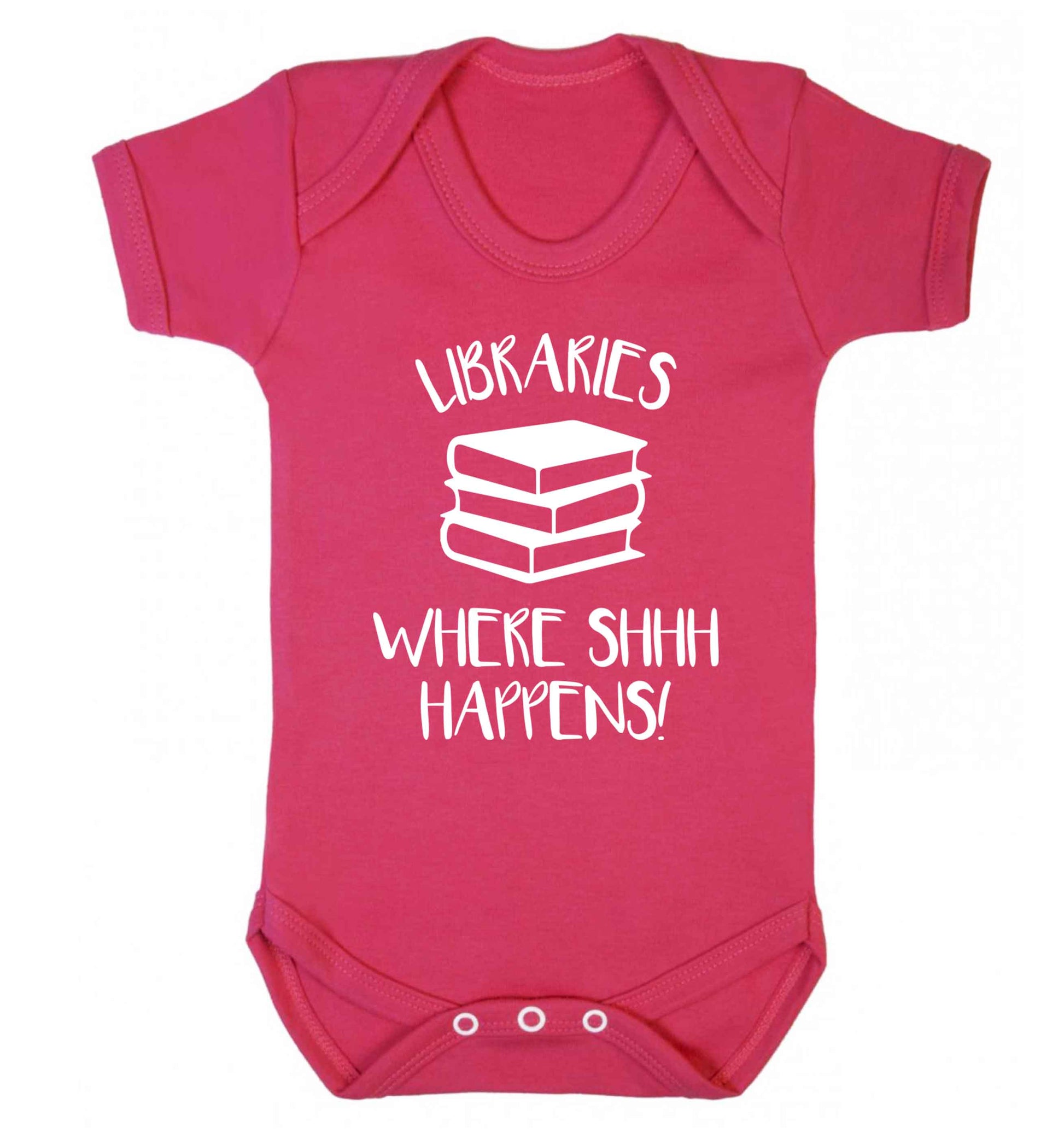 Libraries where shh happens! Baby Vest dark pink 18-24 months