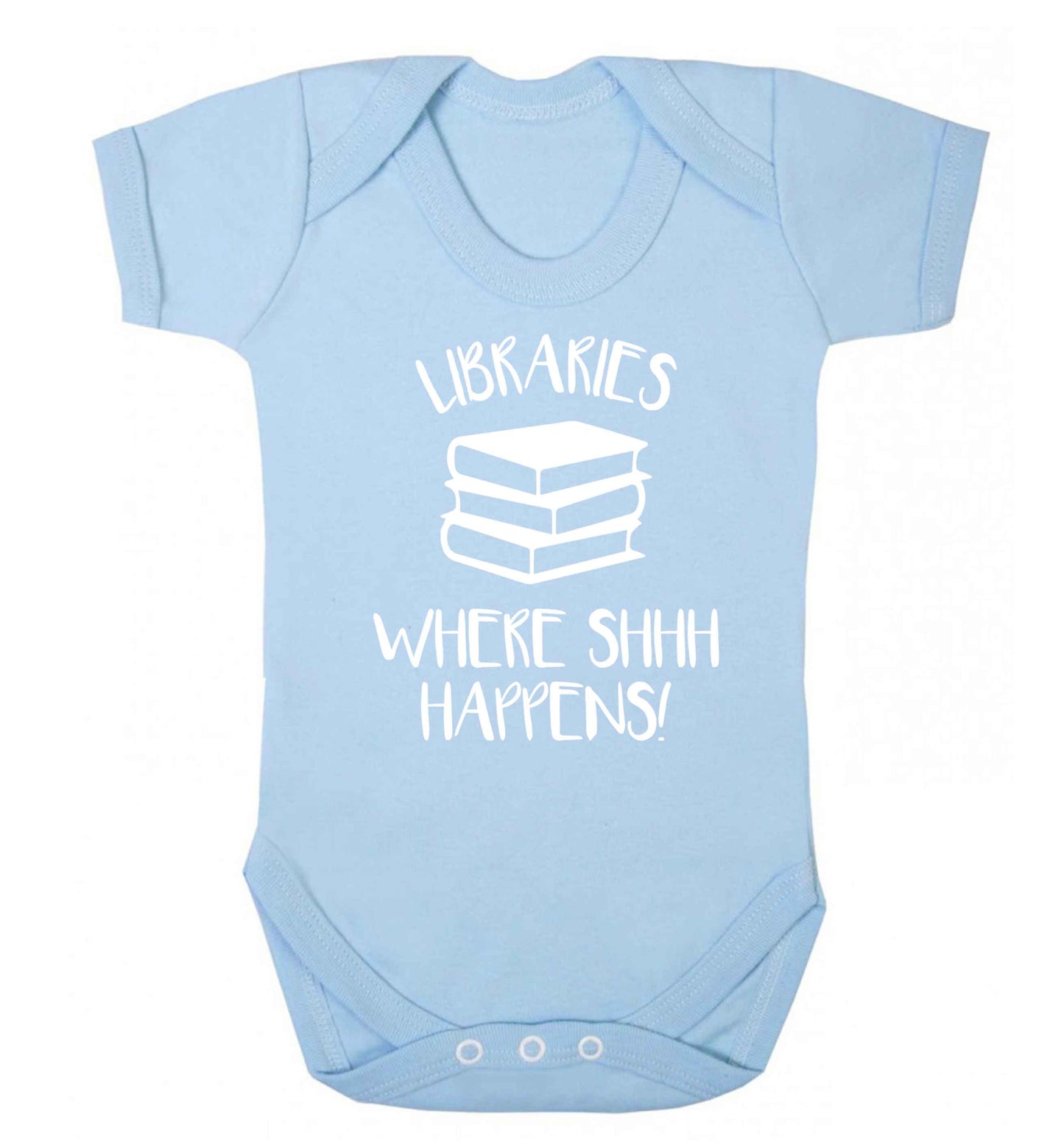 Libraries where shh happens! Baby Vest pale blue 18-24 months