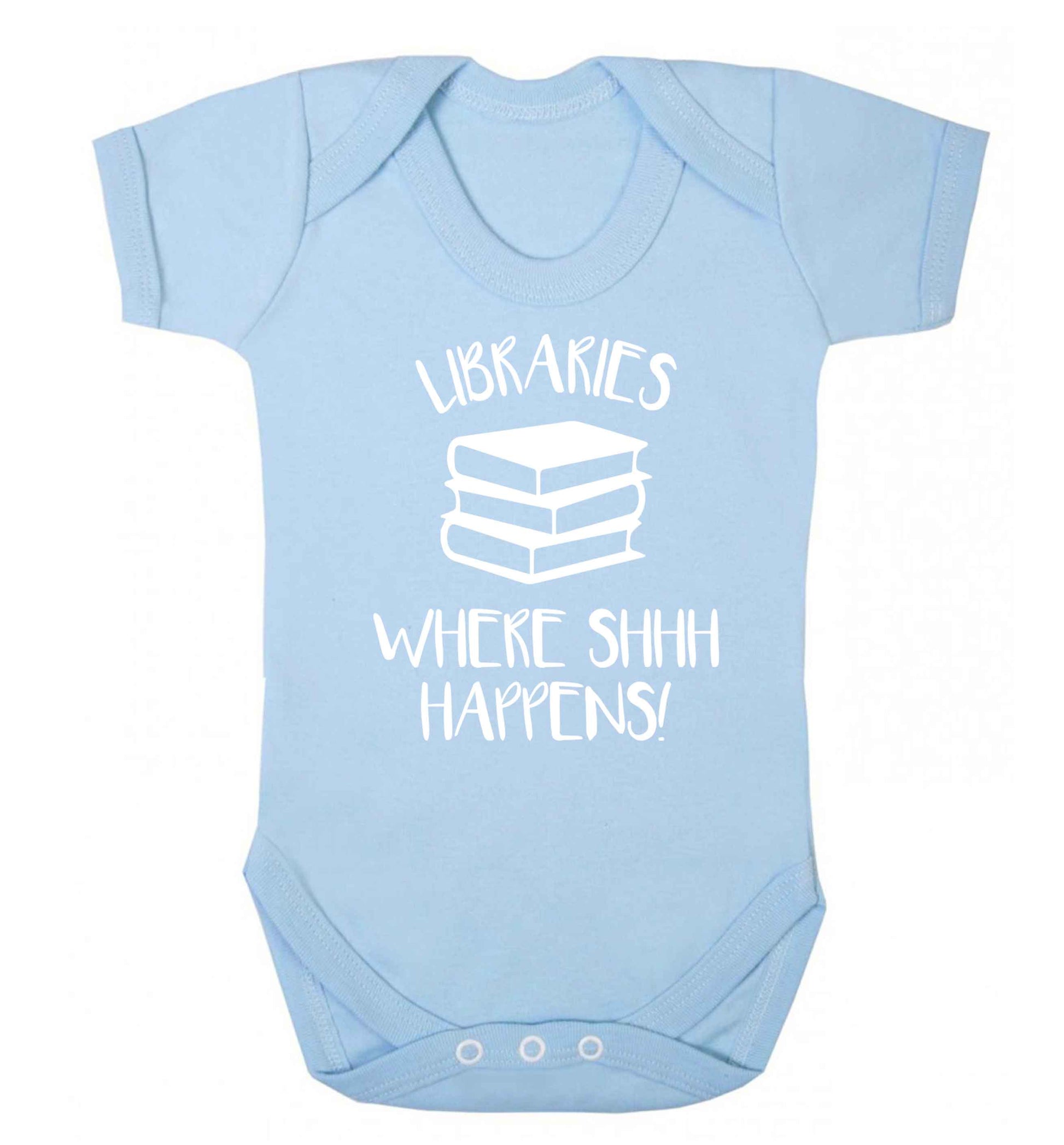 Libraries where shh happens! Baby Vest pale blue 18-24 months