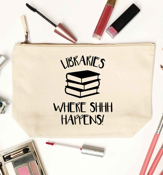 Libraries where shh happens! natural makeup bag