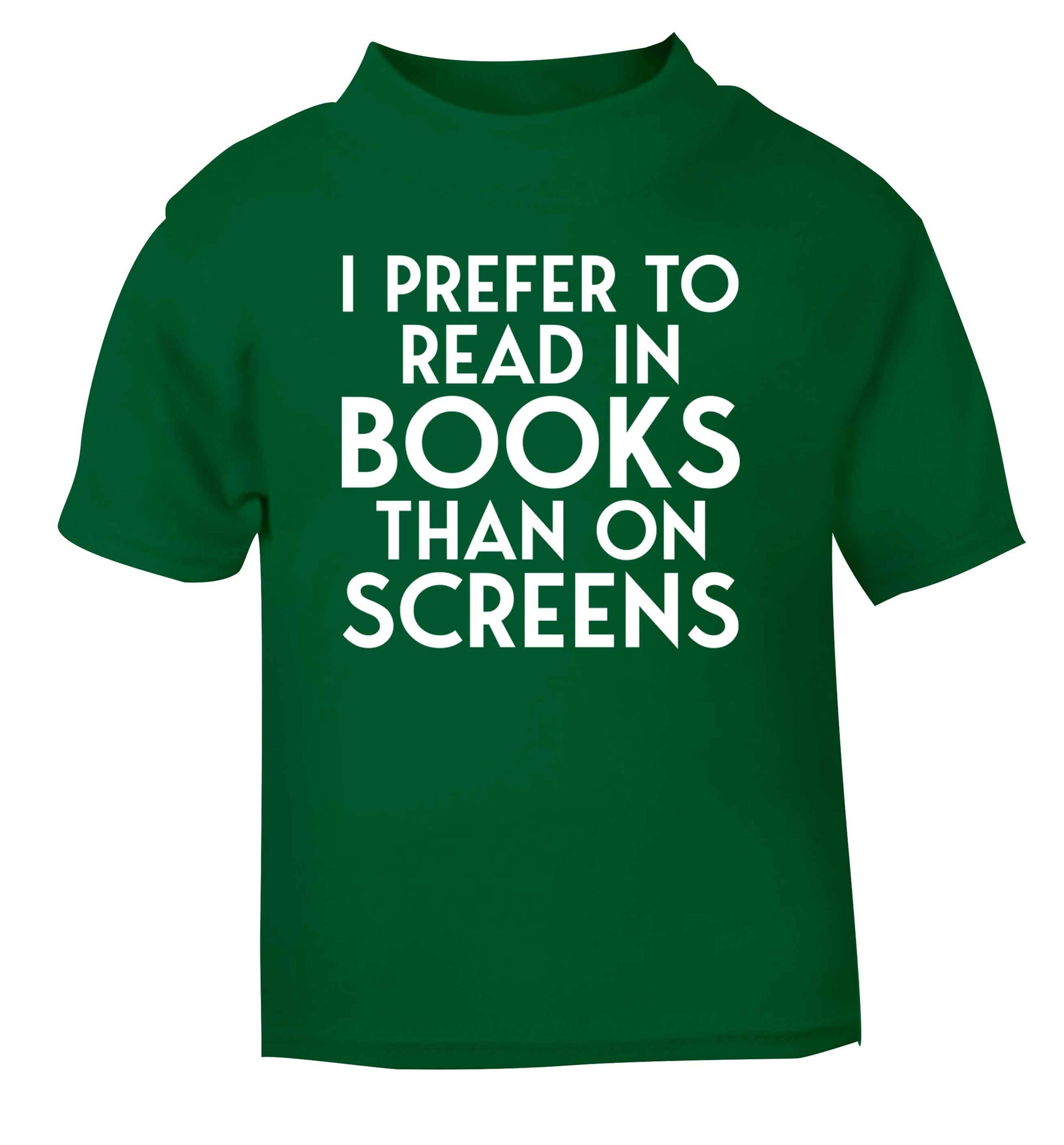 I prefer to read in books than on screens green Baby Toddler Tshirt 2 Years