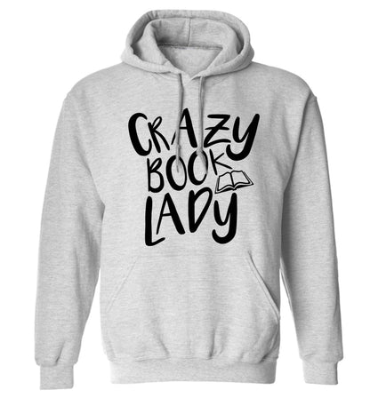 Crazy book lady adults unisex grey hoodie 2XL