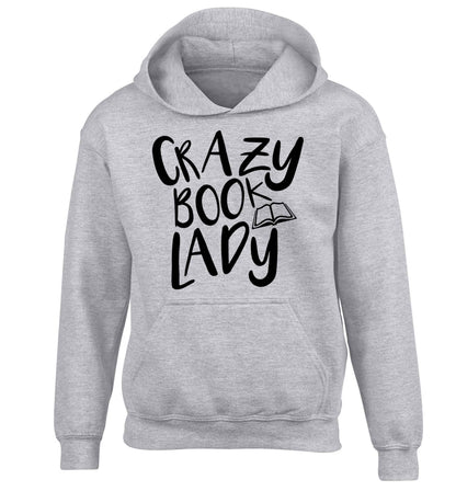 Crazy book lady children's grey hoodie 12-13 Years