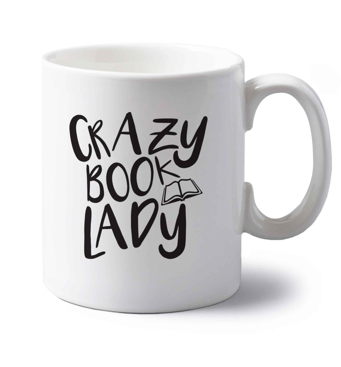 Crazy book lady left handed white ceramic mug 