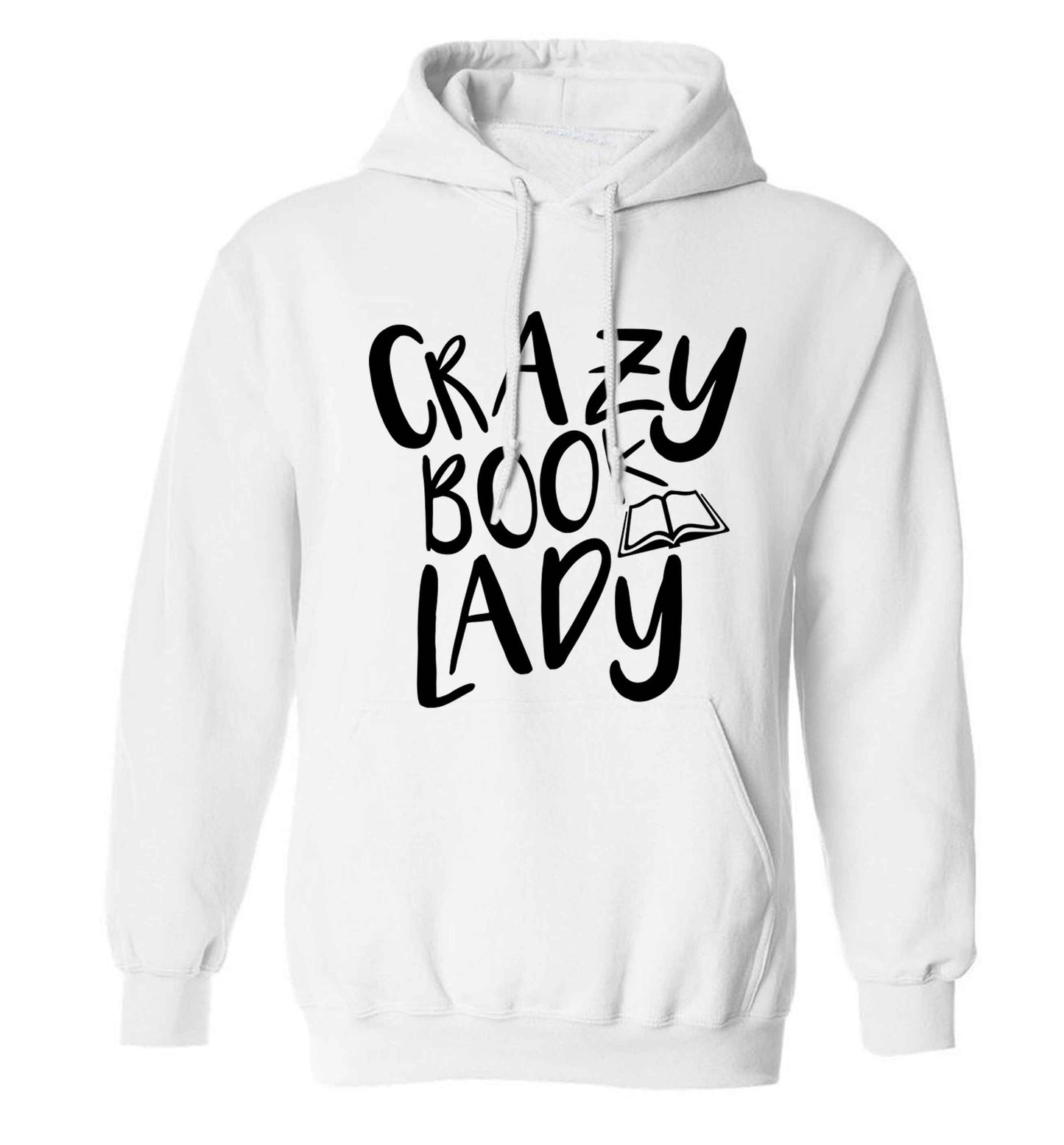 Crazy book lady adults unisex white hoodie 2XL
