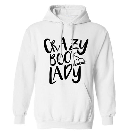 Crazy book lady adults unisex white hoodie 2XL