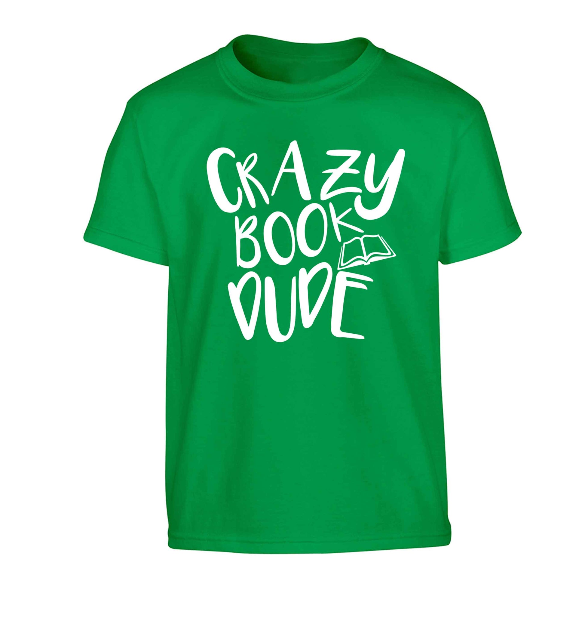 Crazy book dude Children's green Tshirt 12-13 Years