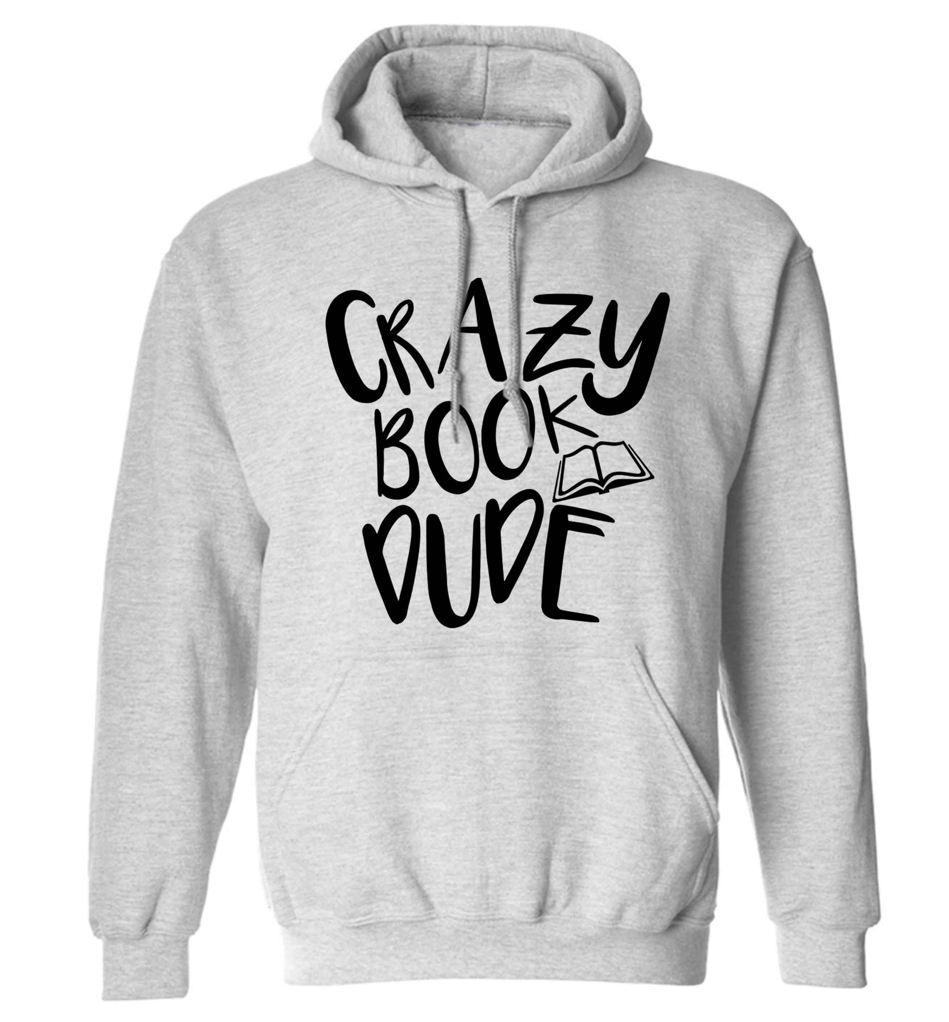 Crazy book dude adults unisex grey hoodie 2XL