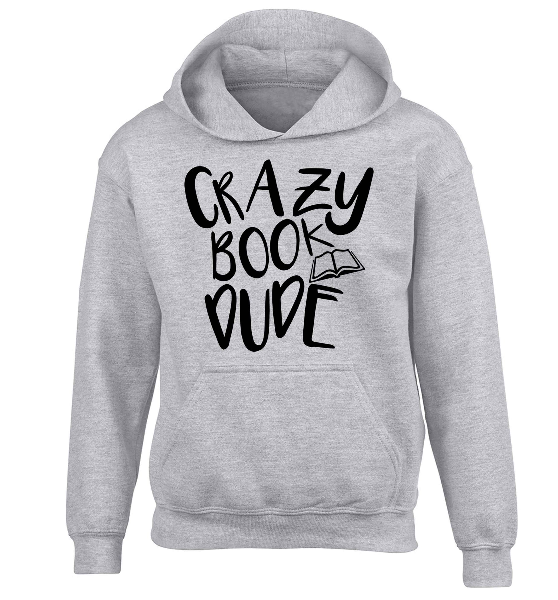 Crazy book dude children's grey hoodie 12-13 Years