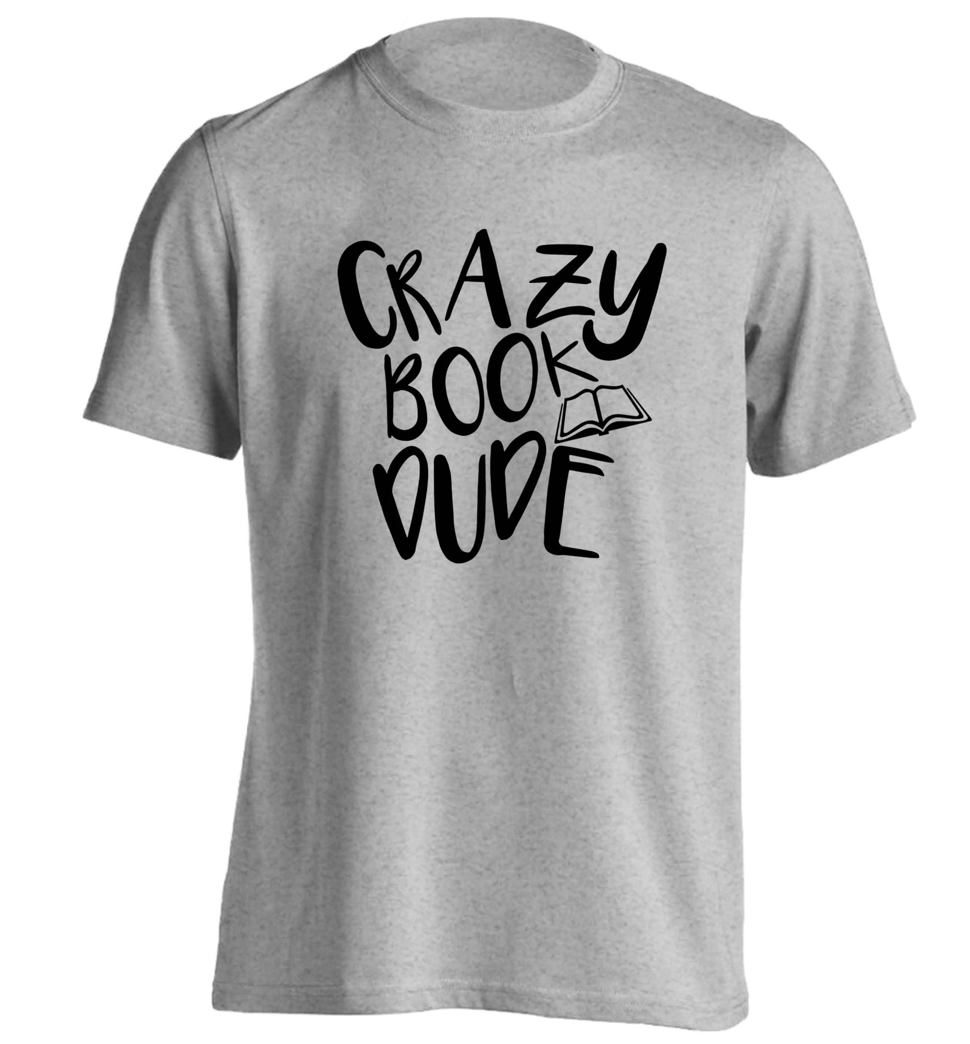 Crazy book dude adults unisex grey Tshirt 2XL