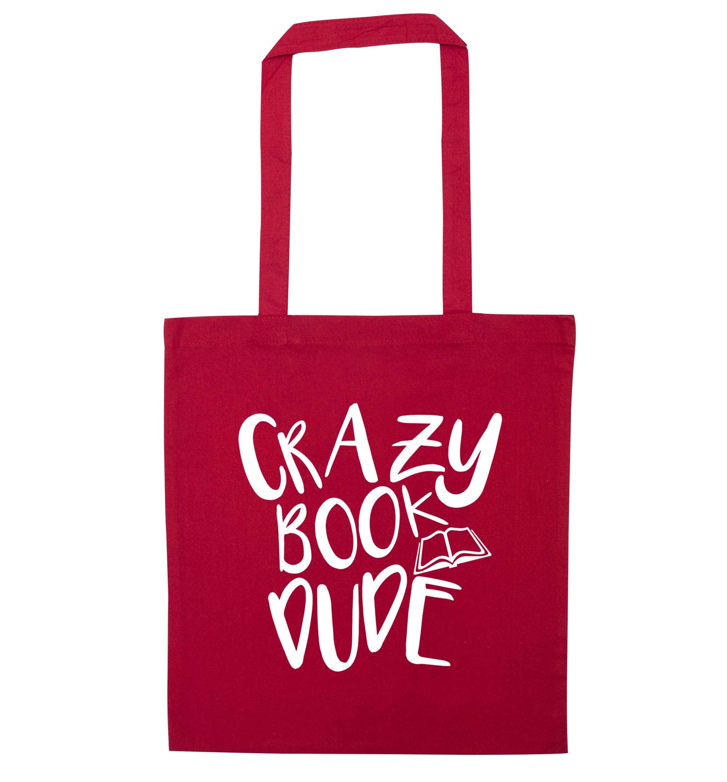 Crazy book dude red tote bag