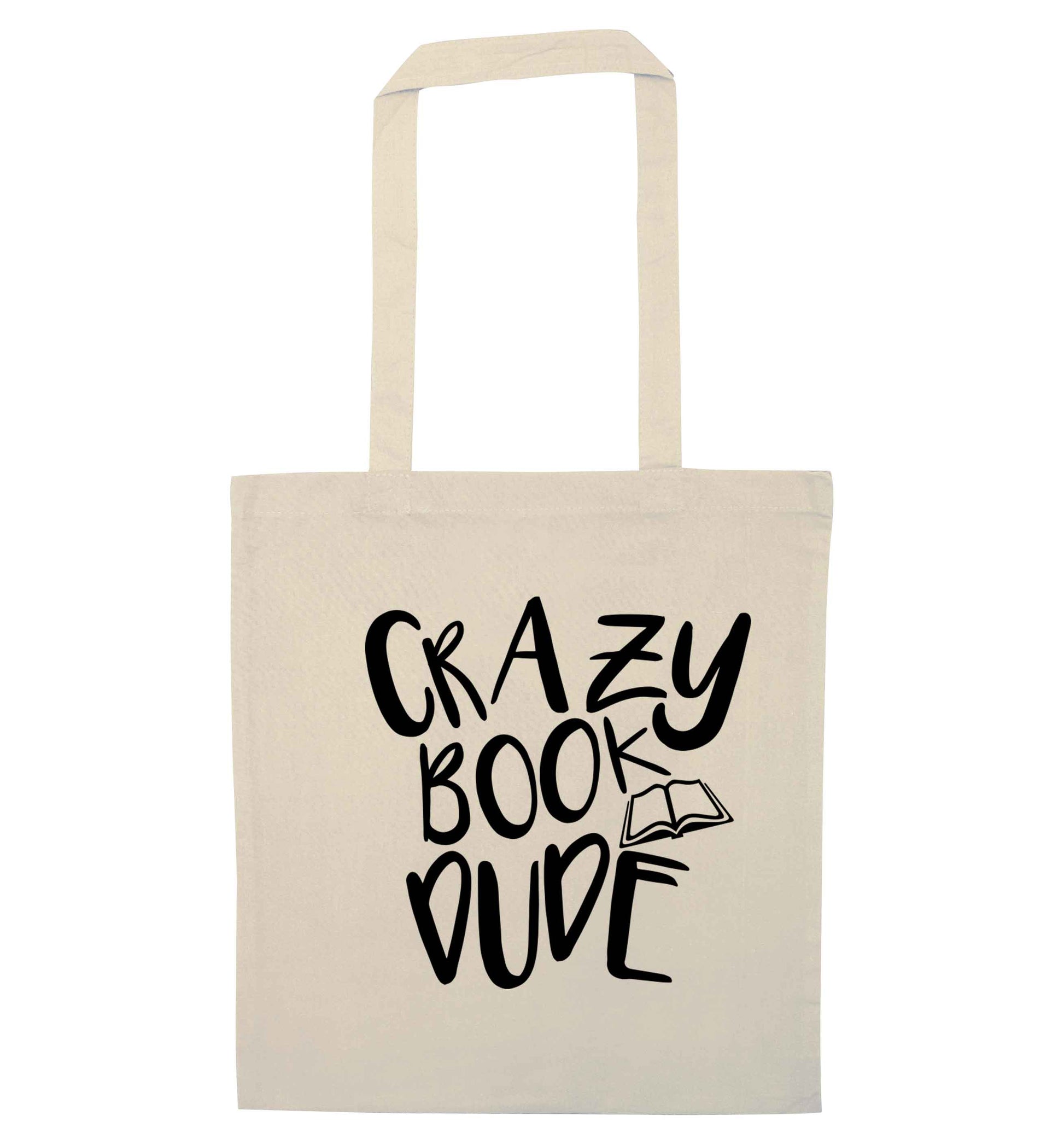 Crazy book dude natural tote bag