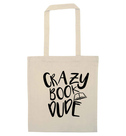 Crazy book dude natural tote bag
