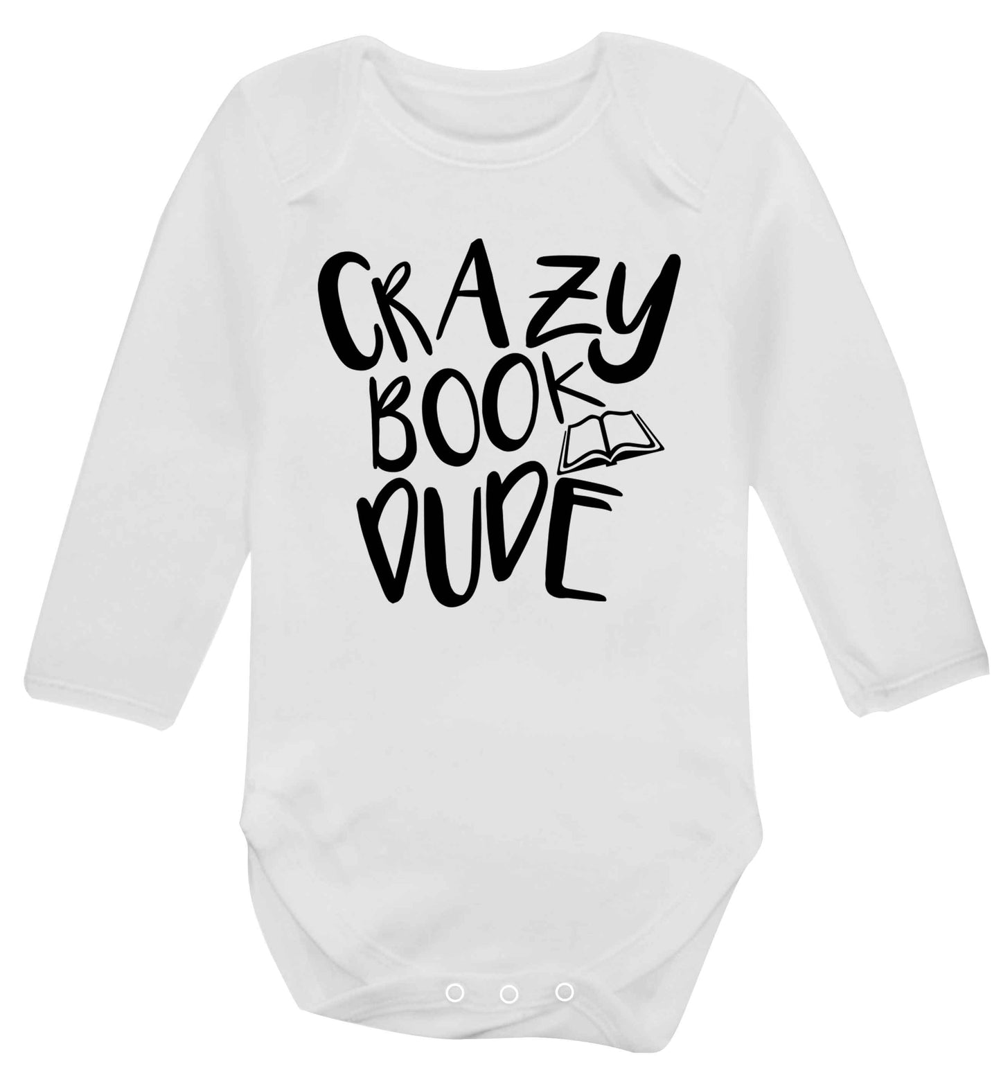 Crazy book dude Baby Vest long sleeved white 6-12 months