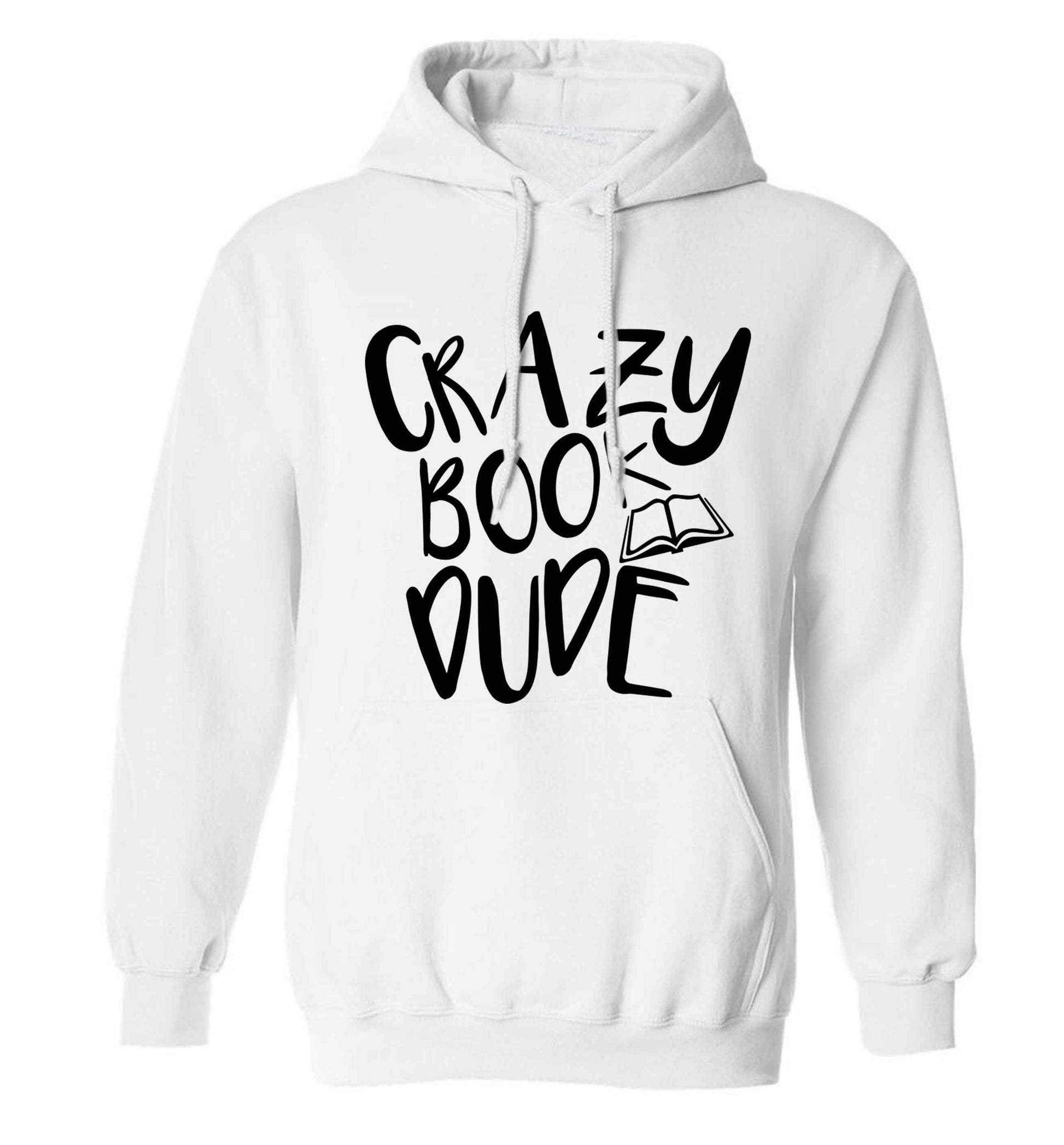 Crazy book dude adults unisex white hoodie 2XL
