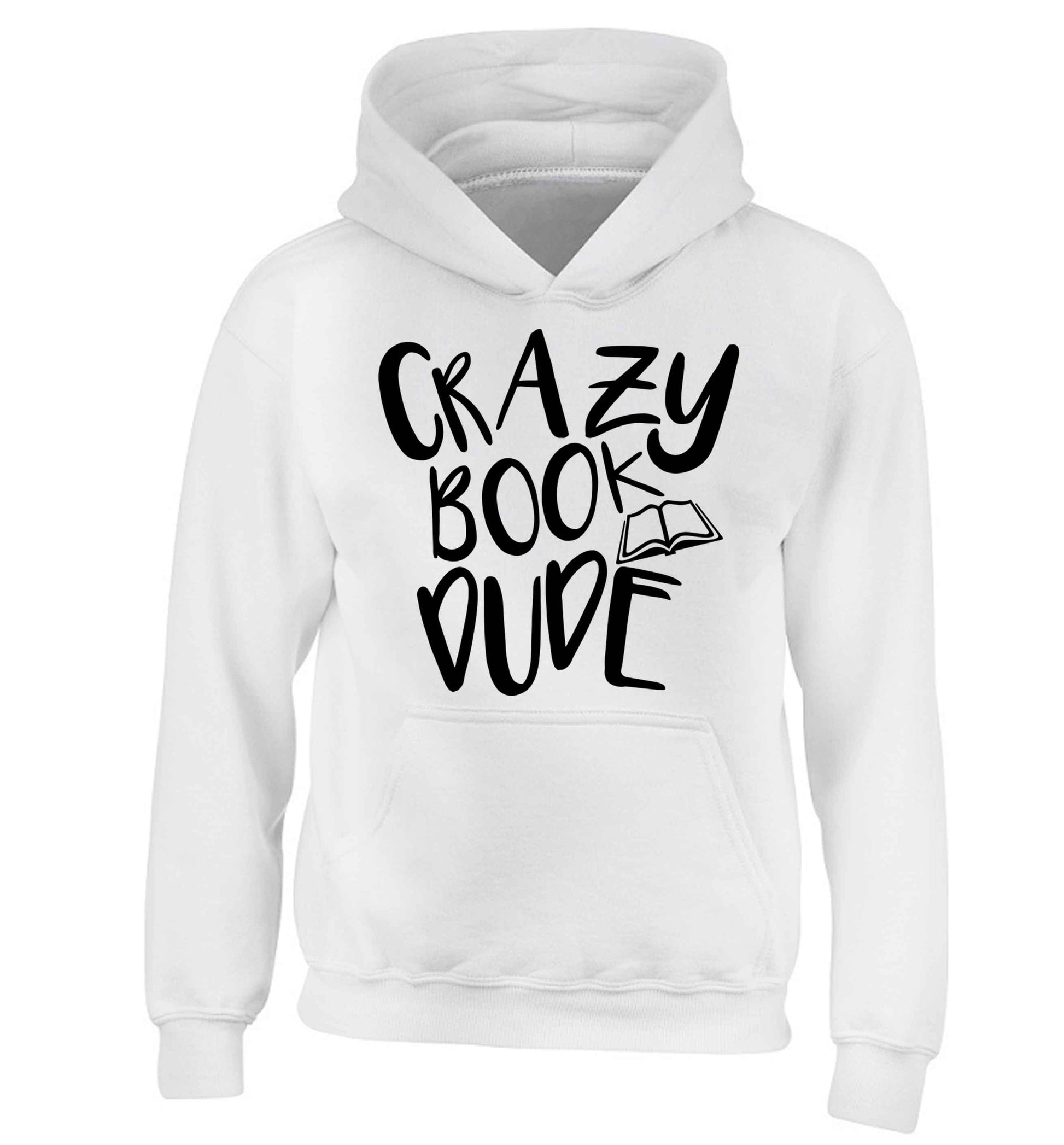 Crazy book dude children's white hoodie 12-13 Years